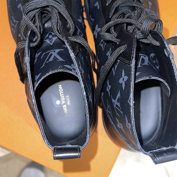 Louis Vuitton Black Leather Monogram Eclipse Sneakers - Picture 6 of 7